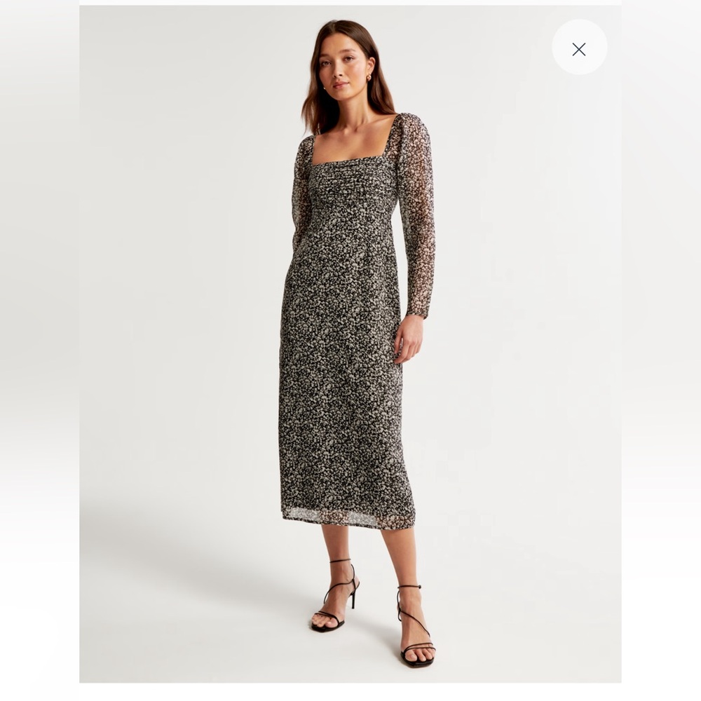 The A&F Emerson Chiffon Long-Sleeve Midi Dress